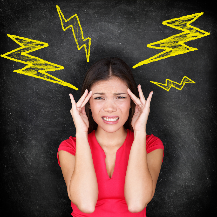 Migraine & Headache with lightning bolts